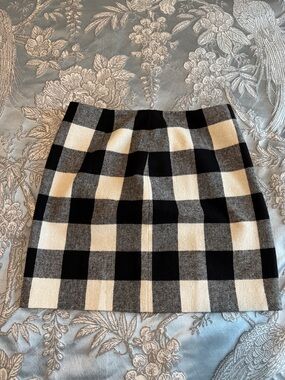 Boston Proper Black and White Buffalo Check Mini Skirt